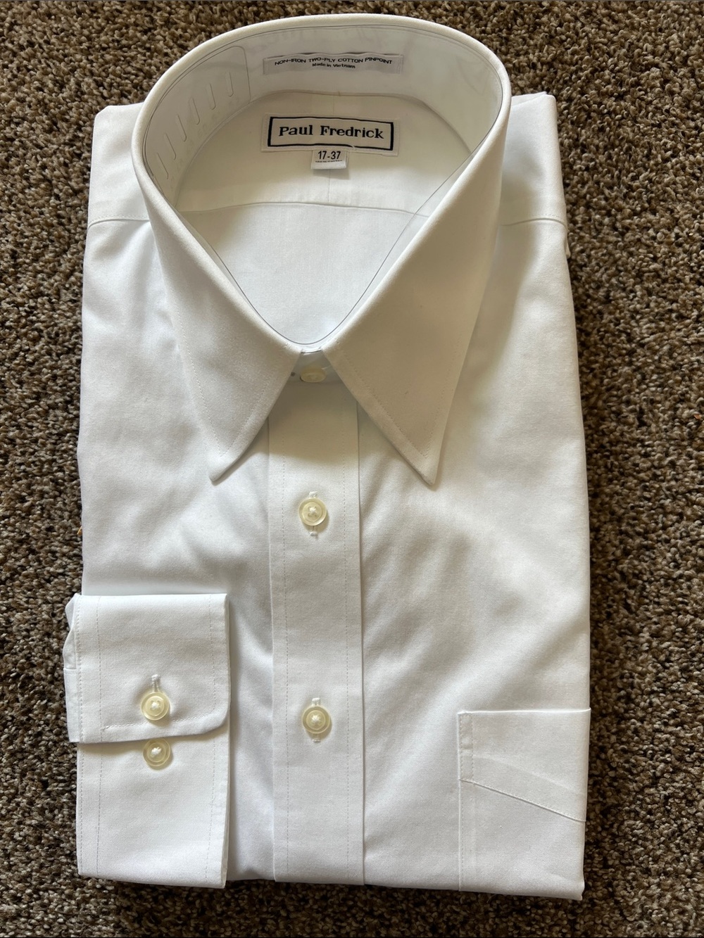 Paul Fredrick Men's White Dress Shirt 17-37 100% cotton NEW